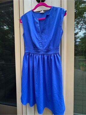Maison Jules Royal Blue Sleeveless V-Neck Fit-and-Flare Dress